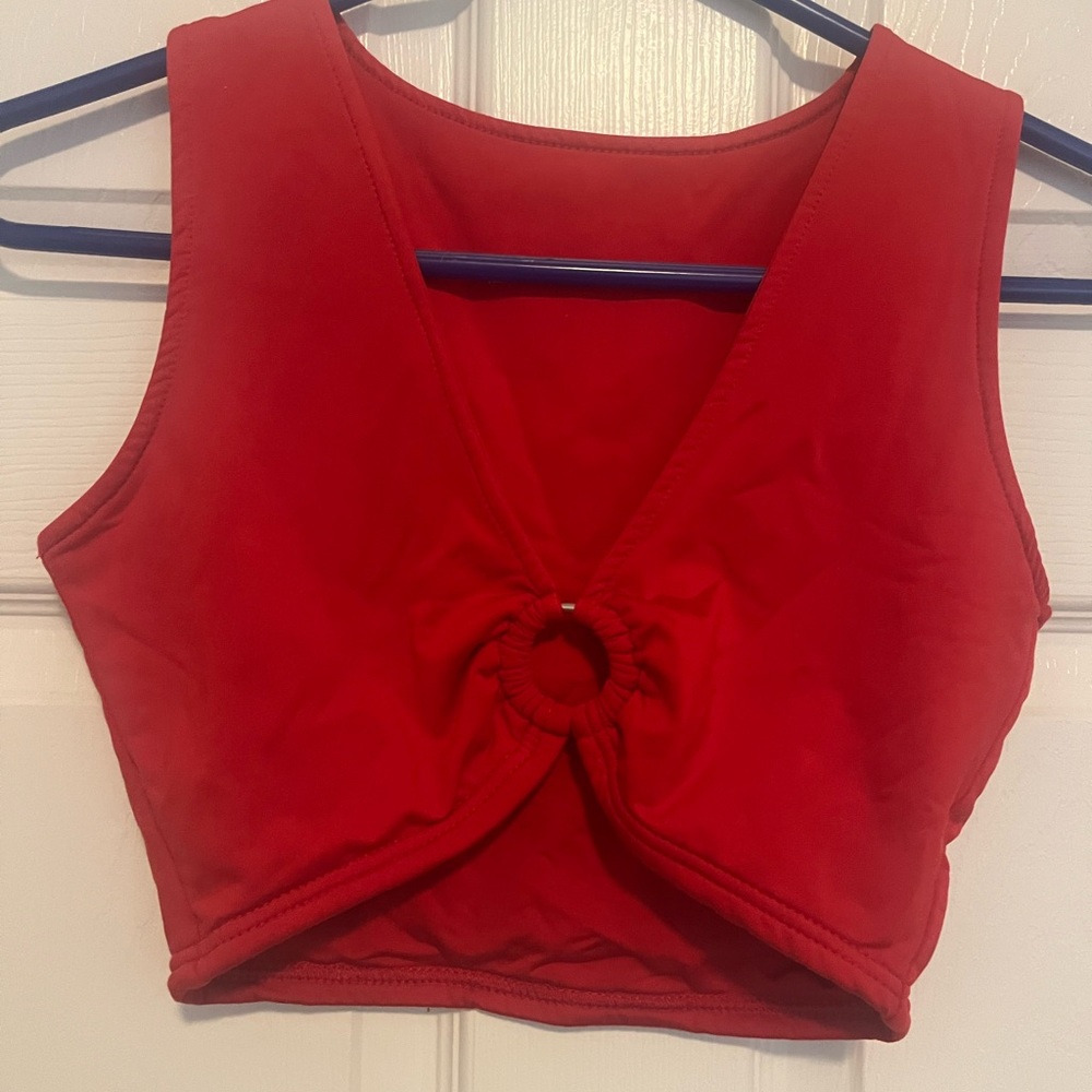 Red Ring-Front Crop Top - Women